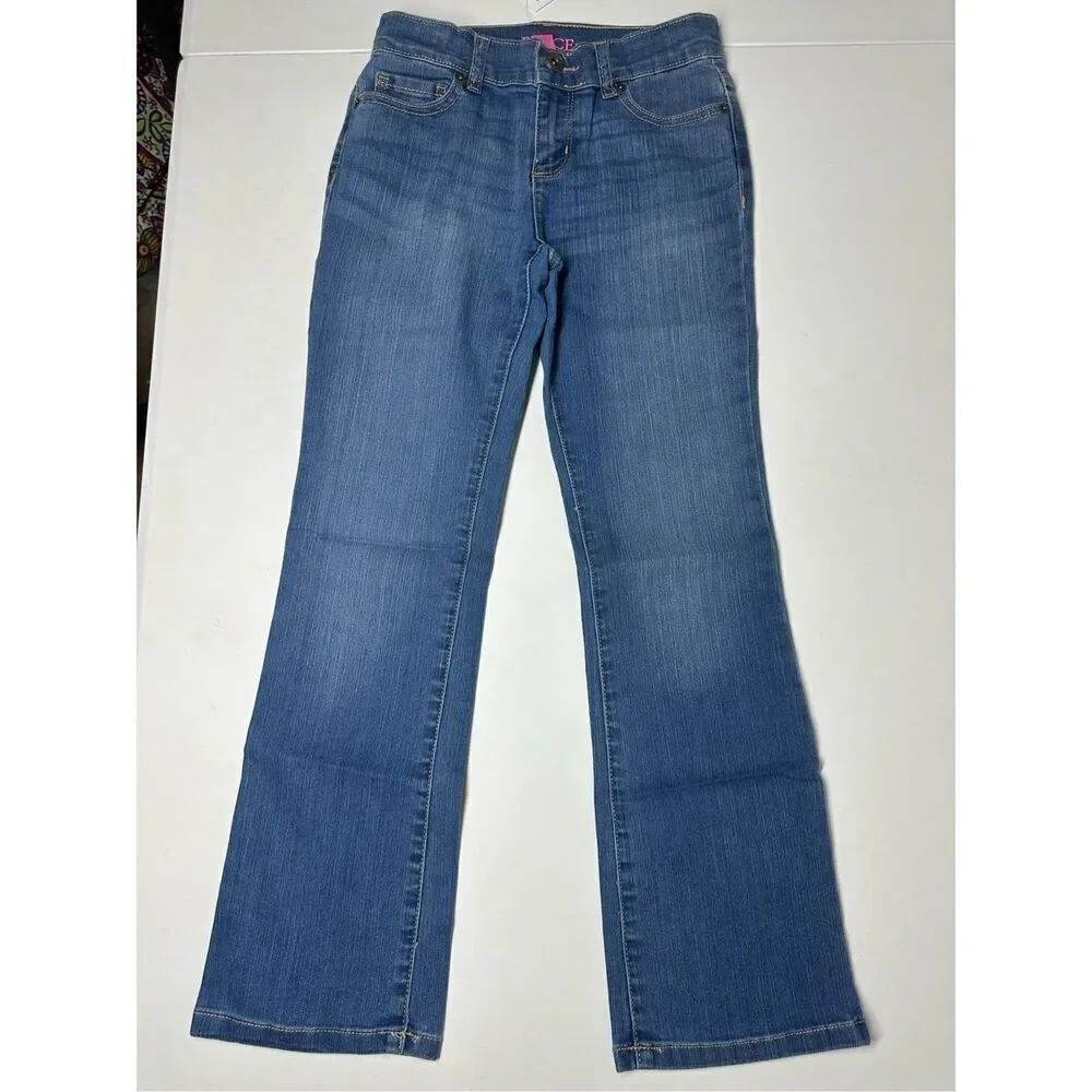 NWT THE CHILDREN'S PLACE Indigo Stone Blue Bootcut Jeans Sz 10 Adjustable Waist